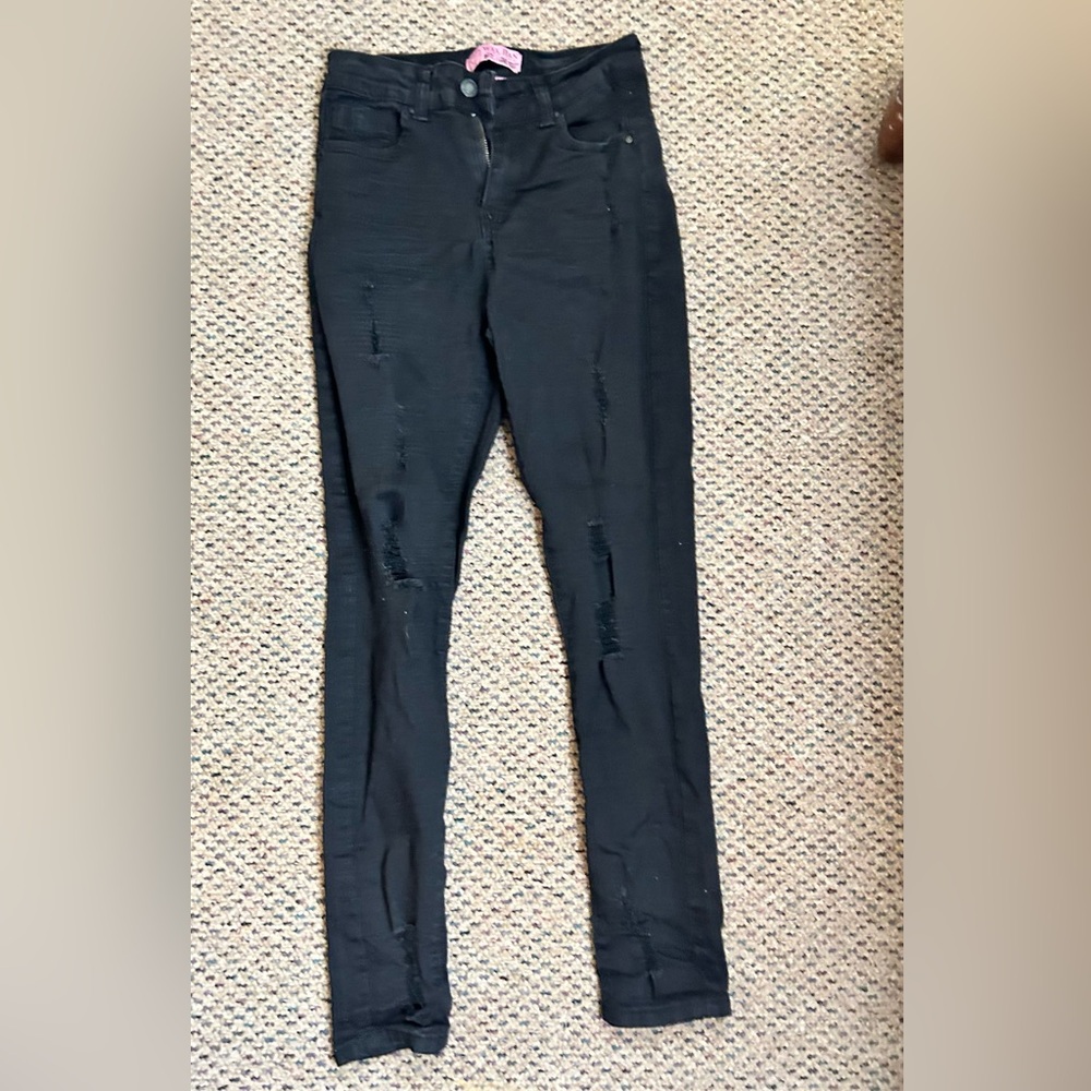 Wax Jean Charcoal Distressed Denim